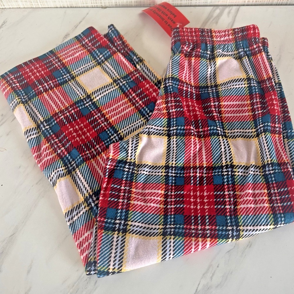 Christmas Pajama Pants ONLY Boys Unisex XS 4/5 Holiday‎ Plaid New! Jammies BxDD